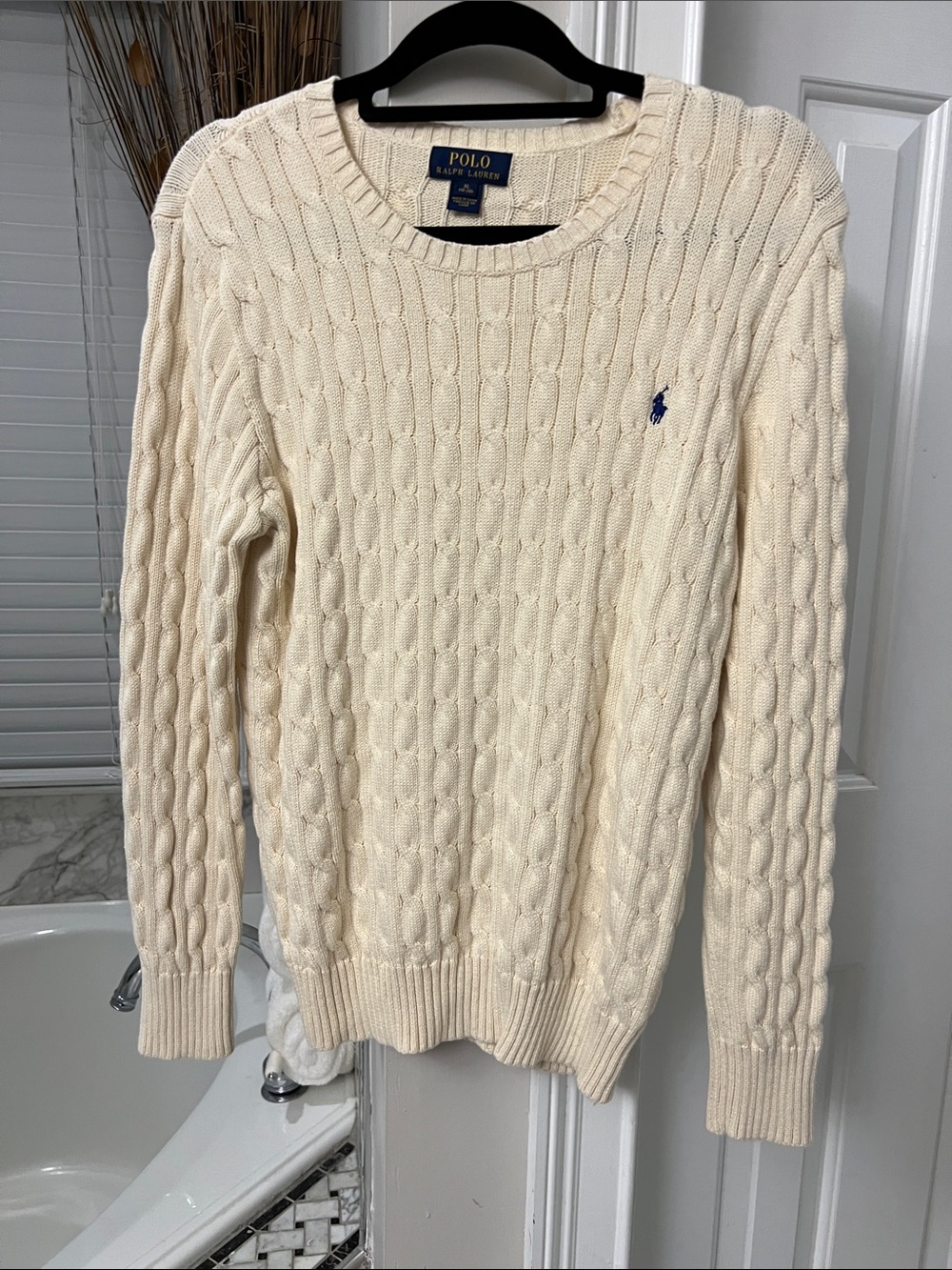 Polo by Ralph Lauren Ivory Cable-Knit Crewneck Sweater Great for school Uniform